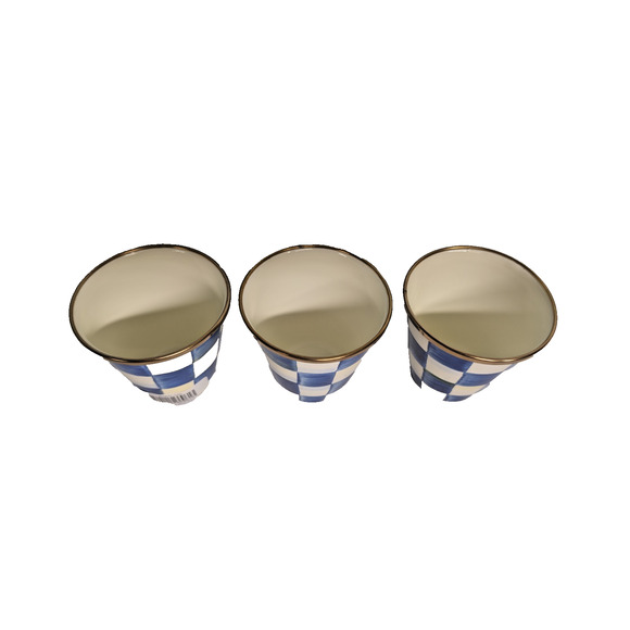 MacKenzie Childs Herb Pots Blue Royal Check, Set of 3 Small 3.25" - Picture 4 of 5